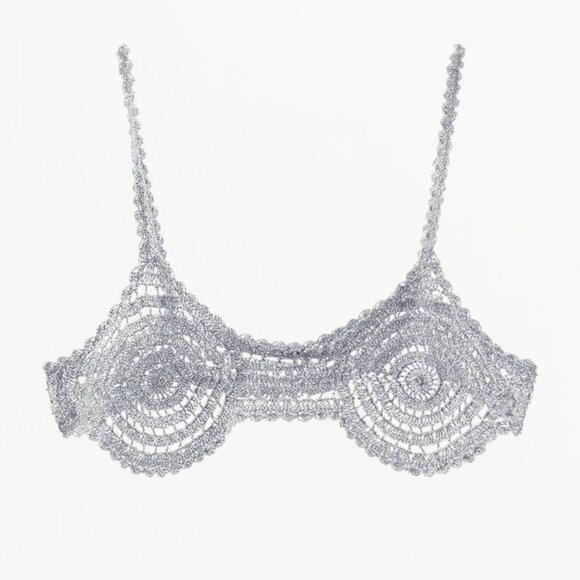 Zara Crochet Top Silver NWT - Picture 3 of 7